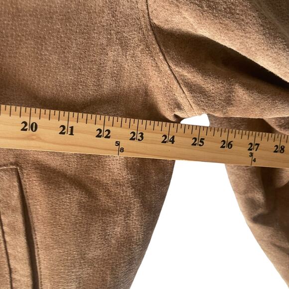 Identity Vintage 90s Men's Size Large Tan Leather Bomber Coat Jacket - Picture 9 of 12